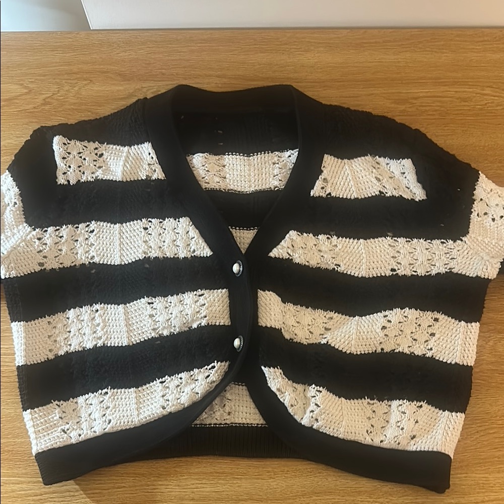Black and White Striped Women's Sweater